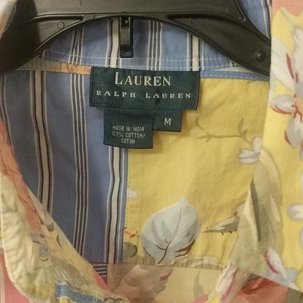 Lauren Ralph Lauren patchwork button up short sleeve 100% cotton. Unisex - Picture 2 of 5